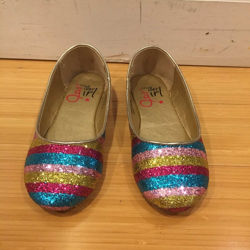 Kids sparkly stripe ballet flats size 1